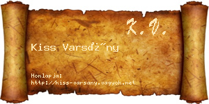 Kiss Varsány névjegykártya